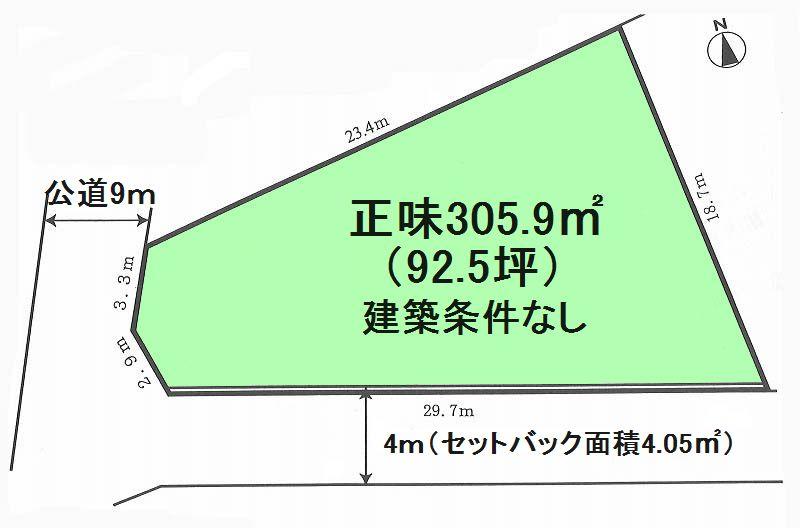 Compartment figure. Land price 9.8 million yen, Land area 305.9 sq m