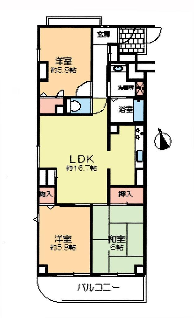Floor plan. 3LDK, Price 13.8 million yen, Occupied area 68.08 sq m , Balcony area 6.18 sq m floor plan