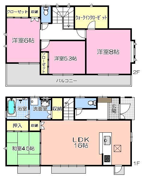Floor plan. (86 Building), Price 24,800,000 yen, 4LDK, Land area 304.06 sq m , Building area 101.84 sq m