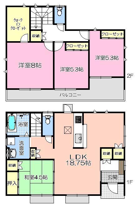 Floor plan. (96 Building), Price 25,800,000 yen, 4LDK+S, Land area 305.01 sq m , Building area 103.51 sq m