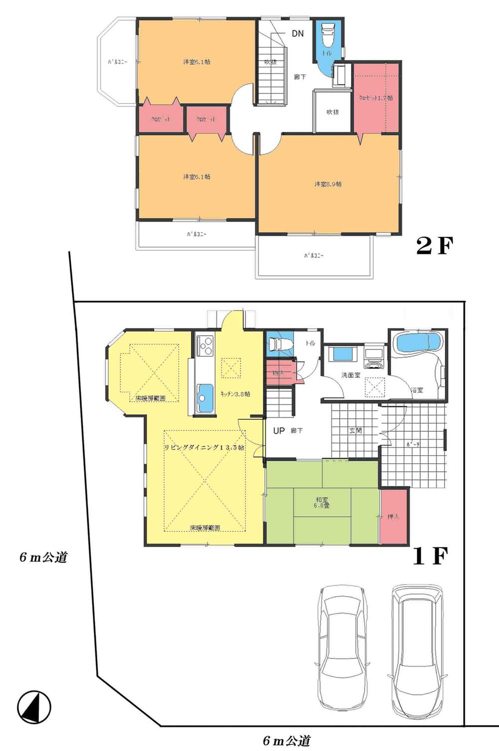 Floor plan. 12.9 million yen, 4LDK, Land area 203.49 sq m , Building area 108.8 sq m floor plan