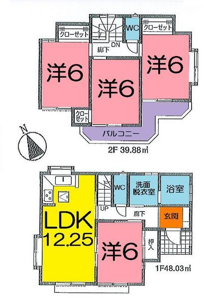 Floor plan. 21,800,000 yen, 4LDK, Land area 145.72 sq m , Building area 87.9 sq m