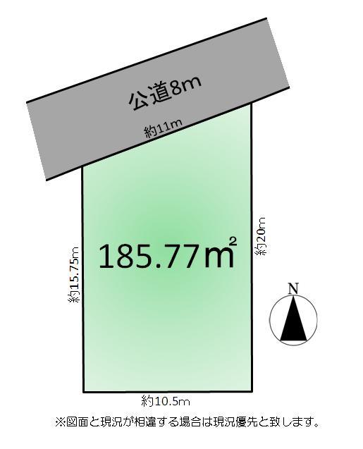 Compartment figure. Land price 19,800,000 yen, Land area 185.77 sq m