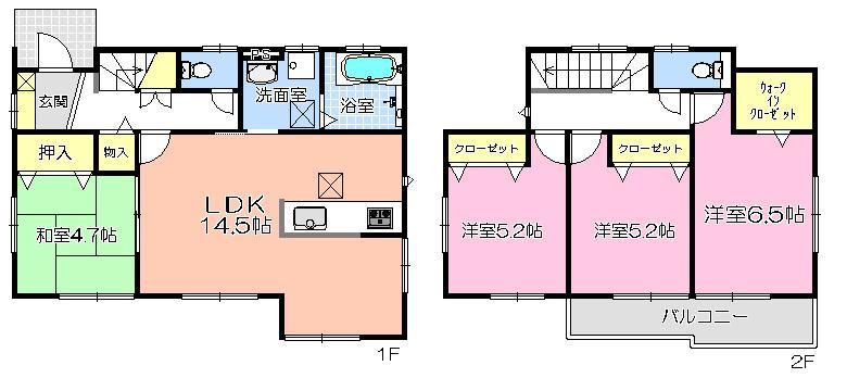 Building plan example (floor plan). Building plan example Building price 12,690,000 yen,  Building area 89.23 sq m