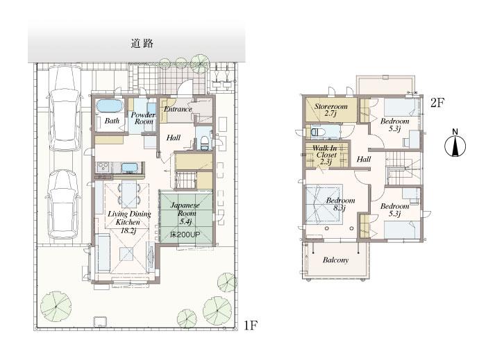 Floor plan. Land area 152.84 sq m (46.23 square meters) building area 112.86 sq m (34.14 square meters) 4LDK + S