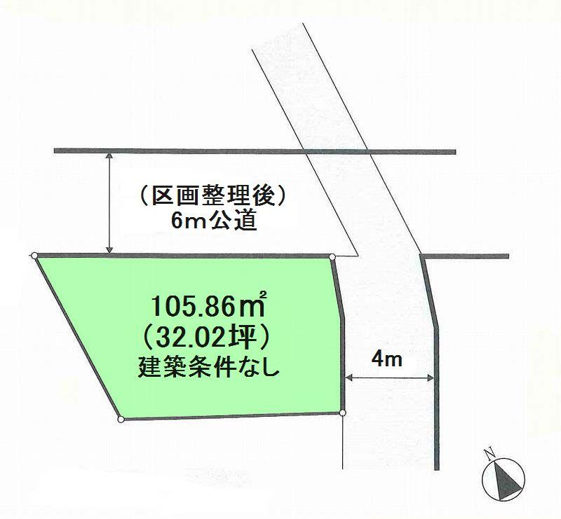 Compartment figure. Land price 12.5 million yen, Land area 105.86 sq m