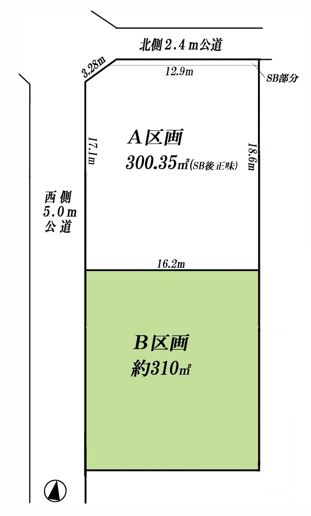 Compartment figure. Land price 7.5 million yen, Land area 310 sq m