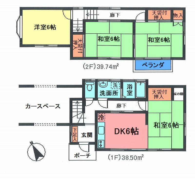 Floor plan. 8.7 million yen, 4DK, Land area 99.18 sq m , Building area 78.24 sq m