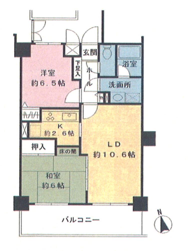 Floor plan. 2LDK, Price 9.8 million yen, Occupied area 58.08 sq m , Balcony area 11.5 sq m floor plan