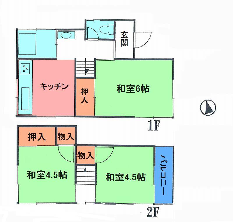 Floor plan. 9.1 million yen, 3K, Land area 78.92 sq m , Building area 48.23 sq m