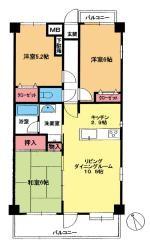 Floor plan. 3LDK, Price 10.5 million yen, Footprint 67.2 sq m , Balcony area 11 sq m floor plan