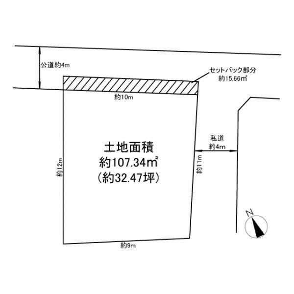 Compartment figure. Land price 11.9 million yen, Land area 107.34 sq m