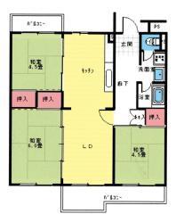 Floor plan. 3LDK, Price 5.3 million yen, Occupied area 60.35 sq m , Balcony area 9.42 sq m floor plan
