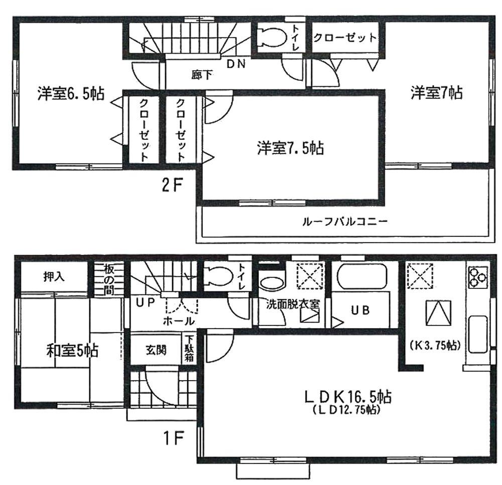 Floor plan. 18,800,000 yen, 4LDK, Land area 104.29 sq m , Building area 98.54 sq m
