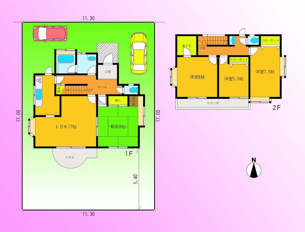 Floor plan. 16.8 million yen, 4LDK + S (storeroom), Land area 192.05 sq m , Building area 114.27 sq m floor plan