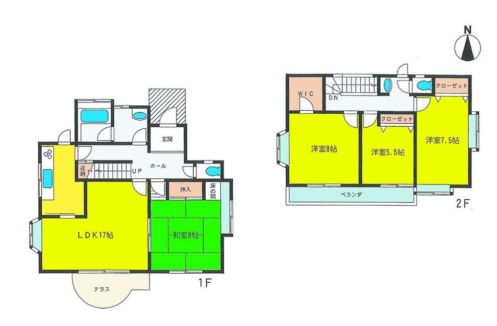 Floor plan. 16.8 million yen, 4LDK, Land area 192.05 sq m , Building area 114.27 sq m ◇ site spacious 58 square meters! ◇ spacious living 17 Pledge! In ◇ ・ Exterior renovation completed! ◇ city gas! ◇ You can move the same day! With WIC!