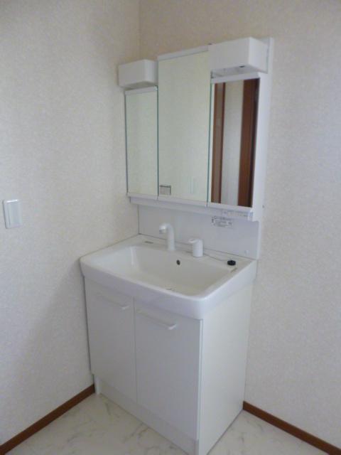 Wash basin, toilet. Example of construction. 