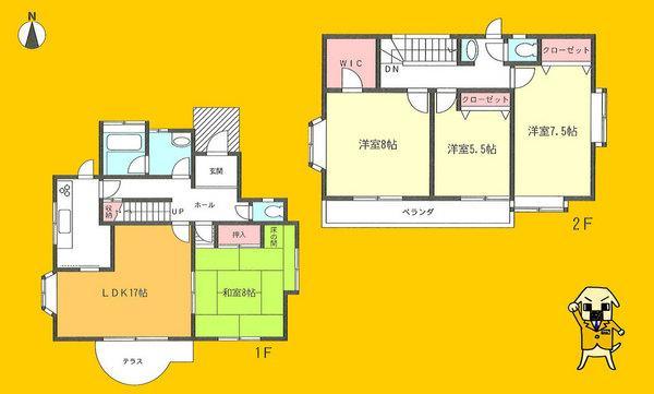 Floor plan. 16.8 million yen, 4LDK, Land area 192.05 sq m , Building area 114.27 sq m