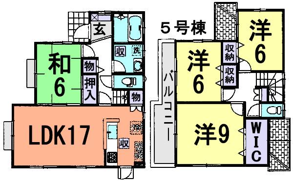 Floor plan. (5 Building), Price 24.5 million yen, 4LDK, Land area 302.08 sq m , Building area 105.98 sq m