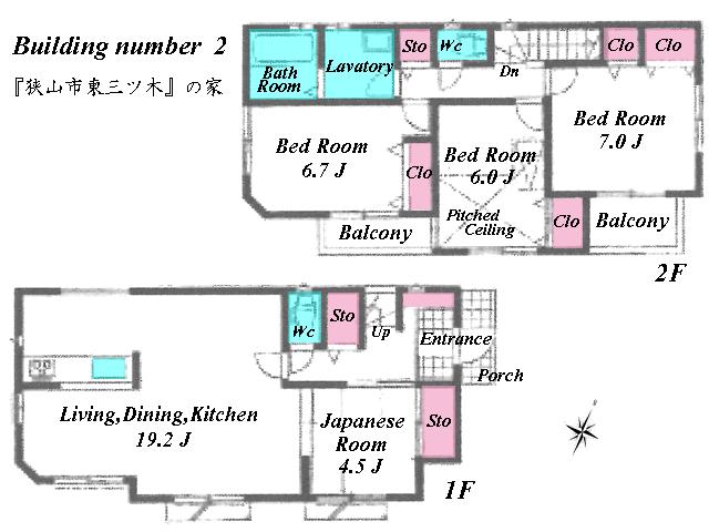 Floor plan. (Building 2), Price 24,800,000 yen, 4LDK, Land area 111.61 sq m , Building area 99.62 sq m