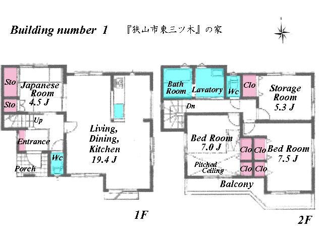 Floor plan. (1 Building), Price 28.8 million yen, 3LDK+S, Land area 114.78 sq m , Building area 99.62 sq m