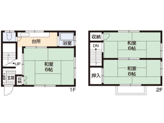 Floor plan. 5 million yen, 3K, Land area 37.78 sq m , Building area 49.68 sq m floor plan