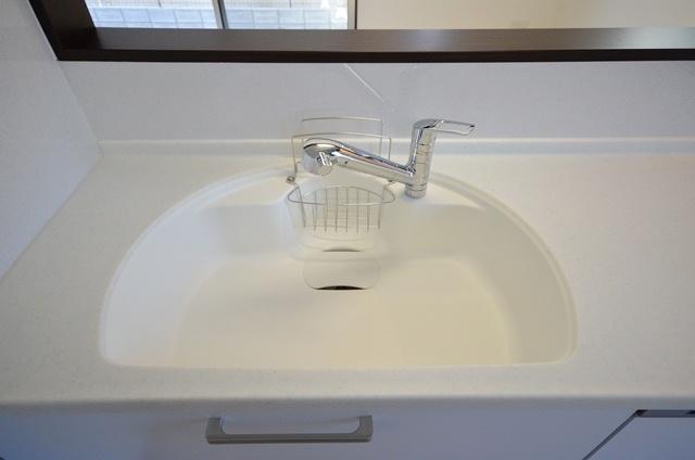 Kitchen. Sink is white marble sink. Faucet is a water purifier integrated. 