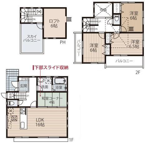 Floor plan. 29,800,000 yen, 4LDK, Land area 122.46 sq m , Building area 96.67 sq m large 4LDK + loft 6 Pledge