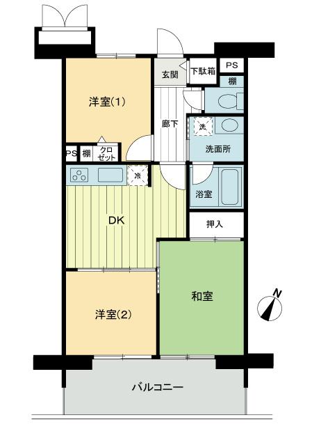 Floor plan. 3DK, Price 7.8 million yen, Occupied area 52.84 sq m , Balcony area 8.55 sq m