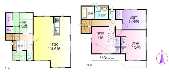 Floor plan. (1 Building), Price 28.8 million yen, 4LDK, Land area 114.78 sq m , Building area 99.62 sq m