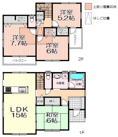 Floor plan. 28.8 million yen, 4LDK, Land area 175.13 sq m , Building area 98.94 sq m