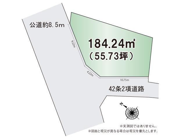 Compartment figure. Land price 11,220,000 yen, Good per sun per land area 184.24 sq m corner lot. You can architecture at the free plan. 