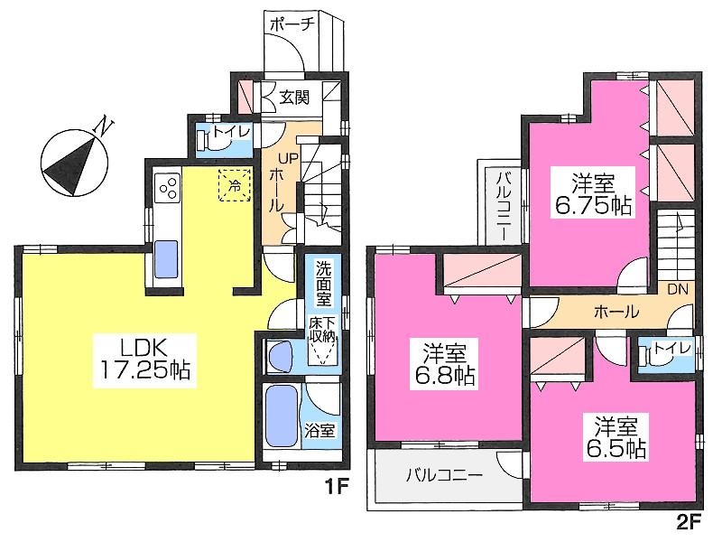 Floor plan. 21,800,000 yen, 3LDK, Land area 87.03 sq m , Building area 88.39 sq m floor plan