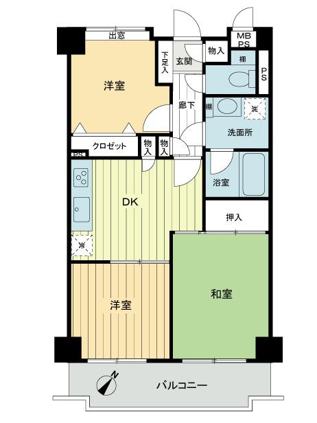 Floor plan. 3DK, Price 12.8 million yen, Occupied area 50.73 sq m , Balcony area 8.1 sq m floor plan