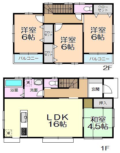 Floor plan. 29,800,000 yen, 4LDK, Land area 156.01 sq m , Building area 95.22 sq m C Building