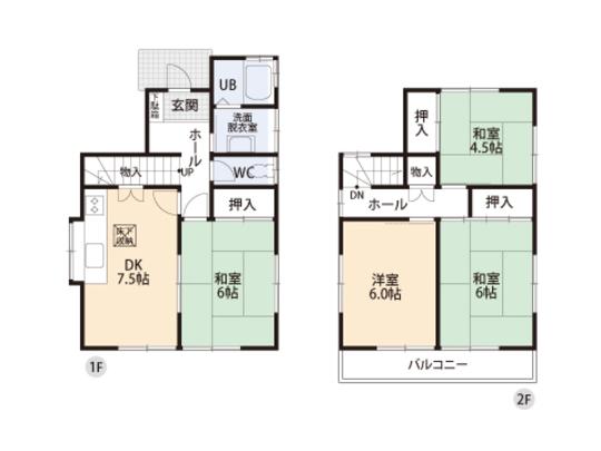 Floor plan. 8.8 million yen, 4DK, Land area 92.81 sq m , Building area 74.52 sq m floor plan