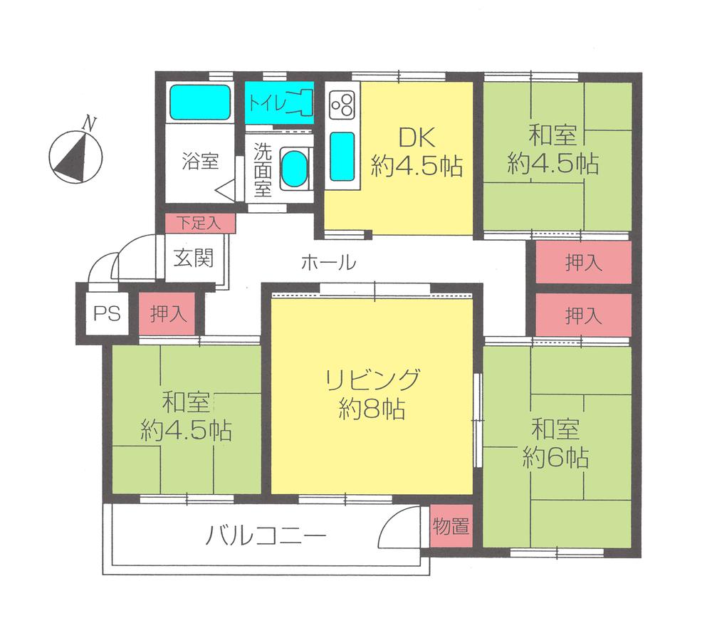 Floor plan. 3LDK, Price 5.8 million yen, Occupied area 67.47 sq m , Balcony area 6.75 sq m floor plan