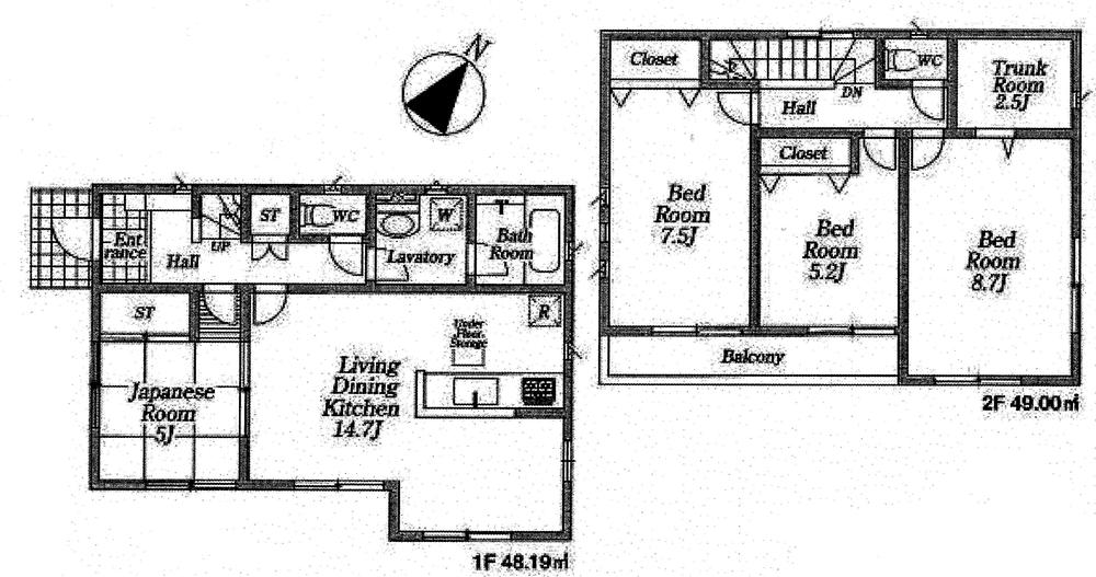 Floor plan. 26,800,000 yen, 4LDK + S (storeroom), Land area 138.02 sq m , Building area 97.19 sq m