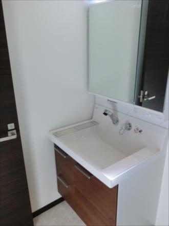 Wash basin, toilet. Bathroom vanity