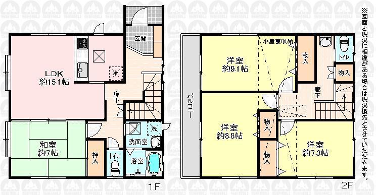 Floor plan. 24,900,000 yen, 4LDK, Land area 114.65 sq m , Building area 121 sq m floor plan