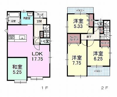 Floor plan. 25,800,000 yen, 4LDK, Land area 98.17 sq m , Building area 97.29 sq m