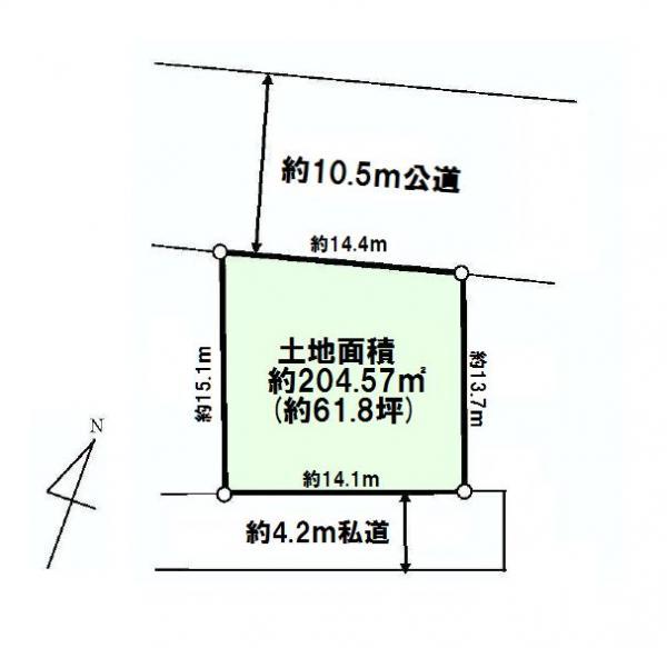 Compartment figure. Land price 31.5 million yen, Land area 204.57 sq m