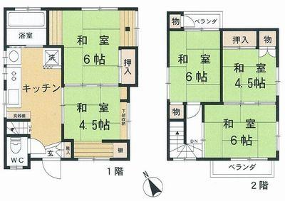 Floor plan. 9.8 million yen, 5K, Land area 65.3 sq m , Building area 78.64 sq m