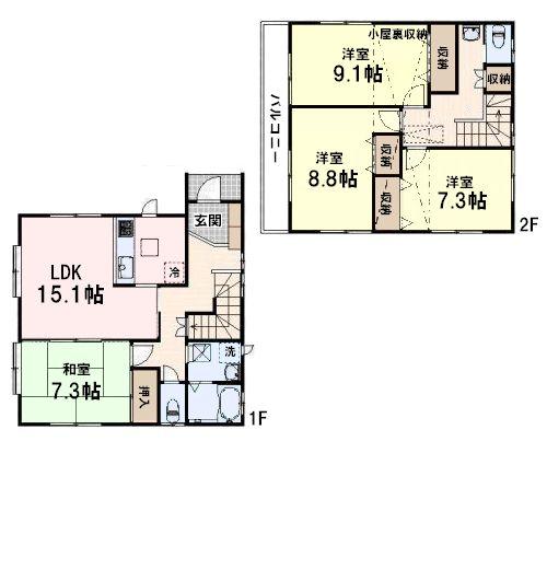 Floor plan. 24,900,000 yen, 4LDK, Land area 114.65 sq m , Building area 121 sq m