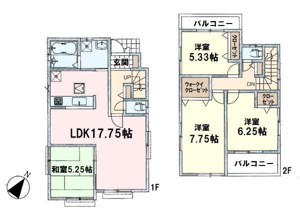 Floor plan. 25,800,000 yen, 4LDK, Land area 98.17 sq m , Easy-to-use that building area 97.29 sq m DK and the living space is separated LDK. Breadth of certain and convenient Japanese-style room is 5.25 quires