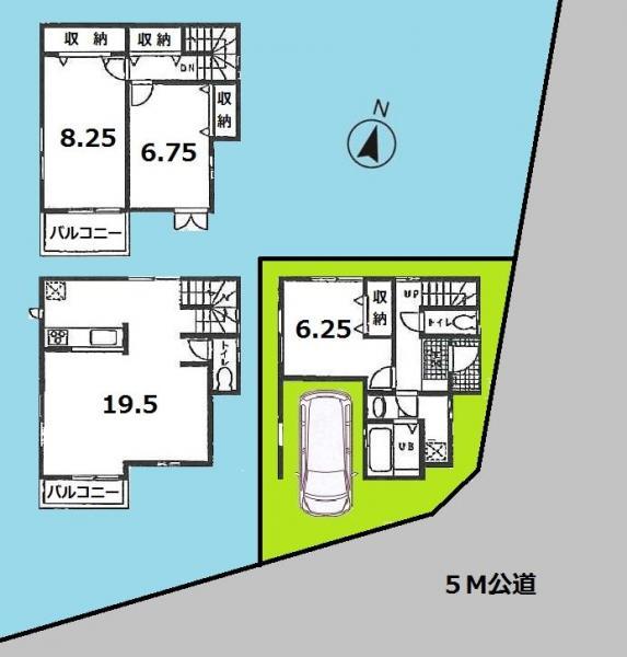Floor plan. 36,800,000 yen, 3LDK, Land area 62.63 sq m , Building area 108.53 sq m