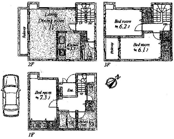 Floor plan. 35,800,000 yen, 3LDK, Land area 66.32 sq m , Building area 95.42 sq m floor plan