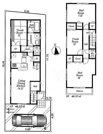 Floor plan. 39,800,000 yen, 4LDK, Land area 91.68 sq m , Building area 93.14 sq m