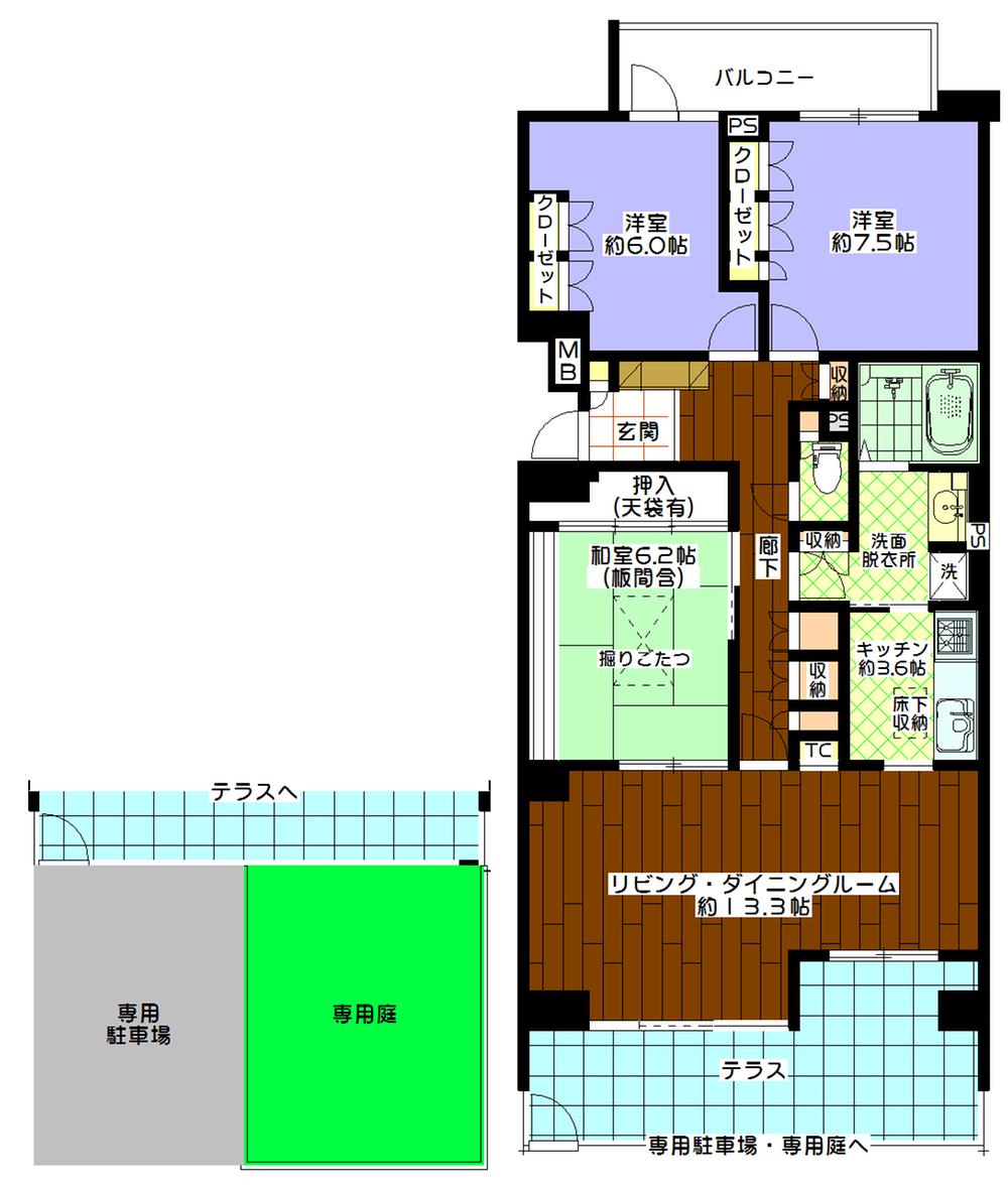 Floor plan. 3LDK, Price 32 million yen, Occupied area 88.39 sq m floor plan