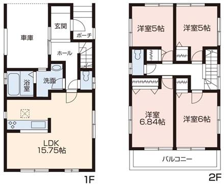 Floor plan. (1 Building), Price 26,800,000 yen, 4LDK, Land area 96.31 sq m , Building area 103.71 sq m